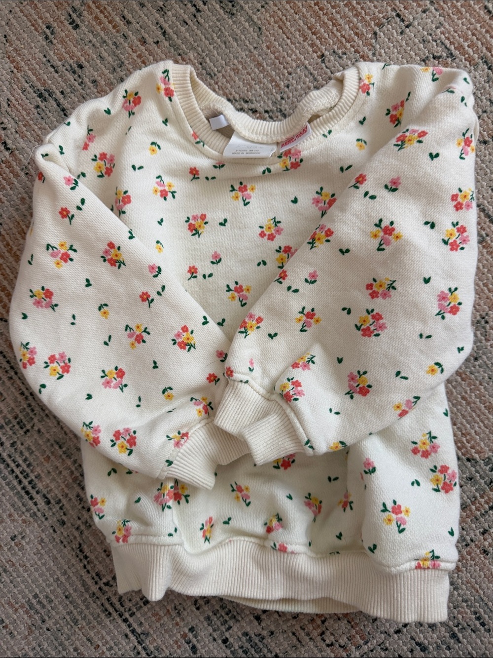 Zara Cream Sweatshirt with Pink & Yellow Floral Print